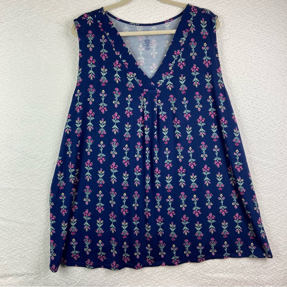 Croft & Barrow Sleeveless Blue and Pink Blouse